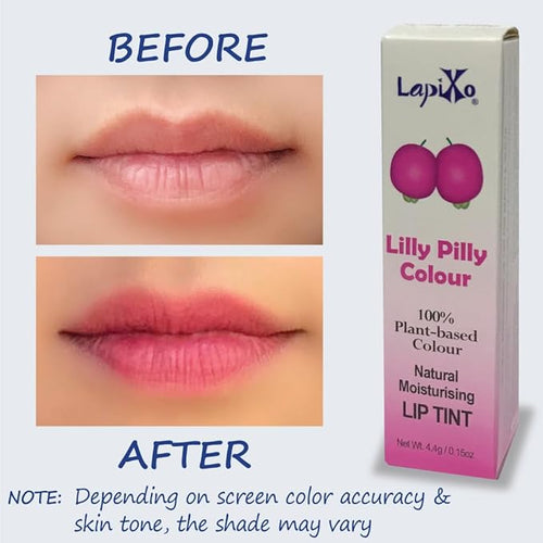100% Plant-based Color Lip Tint, Unique Formula, Natural + Moisturizing | 2-in-1 | Non-Toxic, All Food Ingredients, Antioxidant-rich, Natural Matte Sheer, Buildable, 4.4g/0.15oz (Lilly Pilly color)