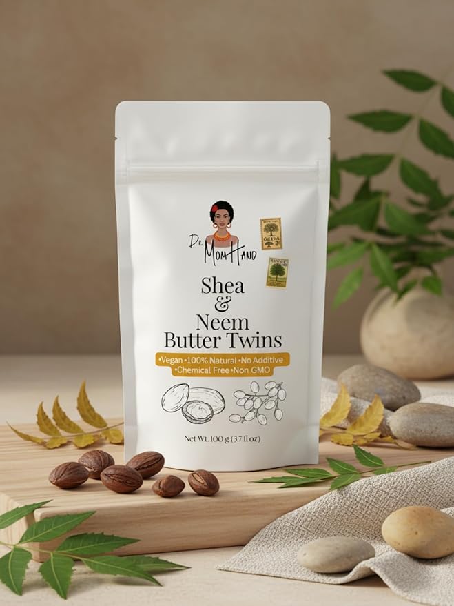 Organic Raw Shea and Neem Butter | 100% Pure,Natural & Unrefined, Skin Care for Eczema Relief, Vegan, 3,53oz