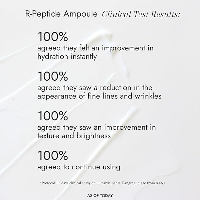 AS OF TODAY R-Peptide Ampoule/Serum | 1% Peptide Anti-Aging Serum | Hydrating Hyaluronic Acid & Vitamin E | Firming, Wrinkles & Deep Moisture | Clean Beauty | Clinically Proven |1 fl oz