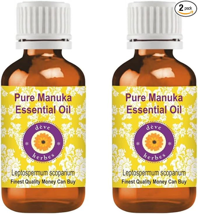 dève herbes Manuka Essential Oil (Leptospermum scoparium) Pure | Non-Sticky | Non-Greasy | Lightweight | Men & Women | All Skin Types | Steam Distilled 30ml X 2 (2 oz)