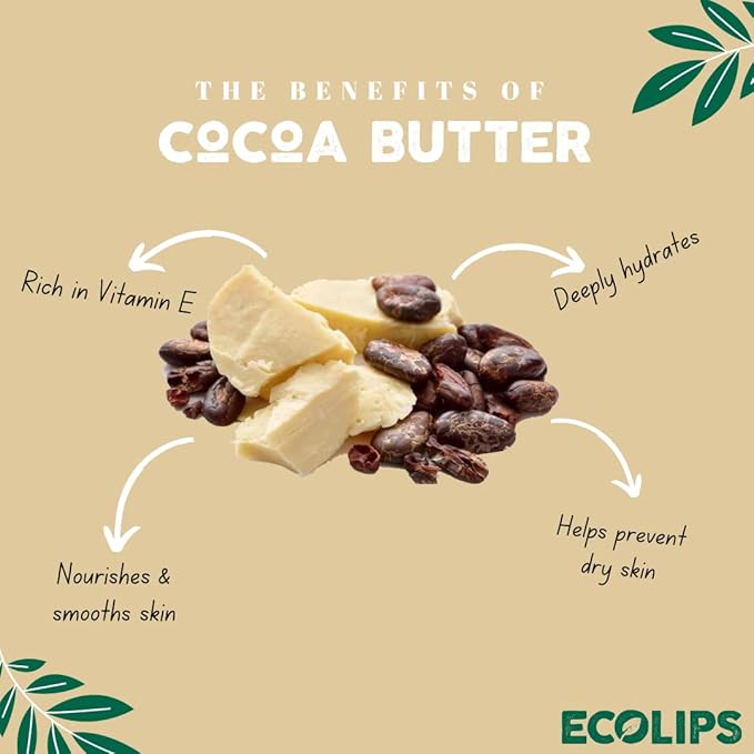 Eco Lips Organic Candy Cane Moisturizing Lip Balm - Organic Coconut Oil and Sunflower Wax - Soothe, Moisturize Dry, Cracked and Chapped Lips - 100% Plastic-Free Plant Pod Packaging - Made in USA