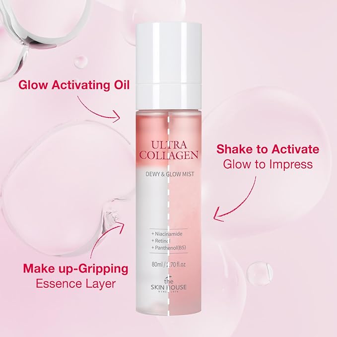 Ultra Collagen Ampoule Face Mist for Dewy & Radiant Skin – Hydrating Korean Skincare Spray with Niacinamide & Retinol, Lightweight Moisture Glow Mist, 2.70 fl.oz