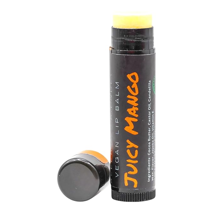 Vegan Lip Balm - All Natural and Free of Beeswax, Soy, Nut, and Top 9 Food Allergens (Mango)