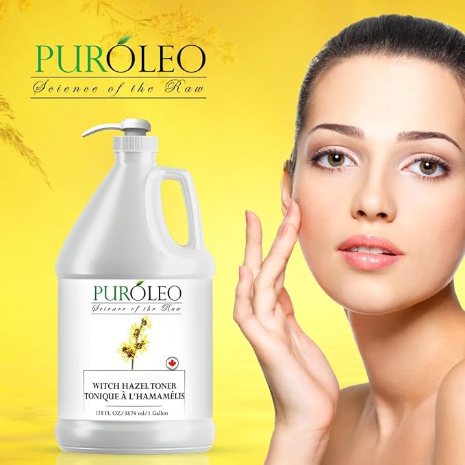 PUROLEO Witch Hazel Toner 128 Fl Oz/3784 ML (Packed in Canada) Refresh and Revitalize Your Skin with | Premium Bottle | Luxury Skin Care Toner | Facial Toner for Postpartum & Skincare