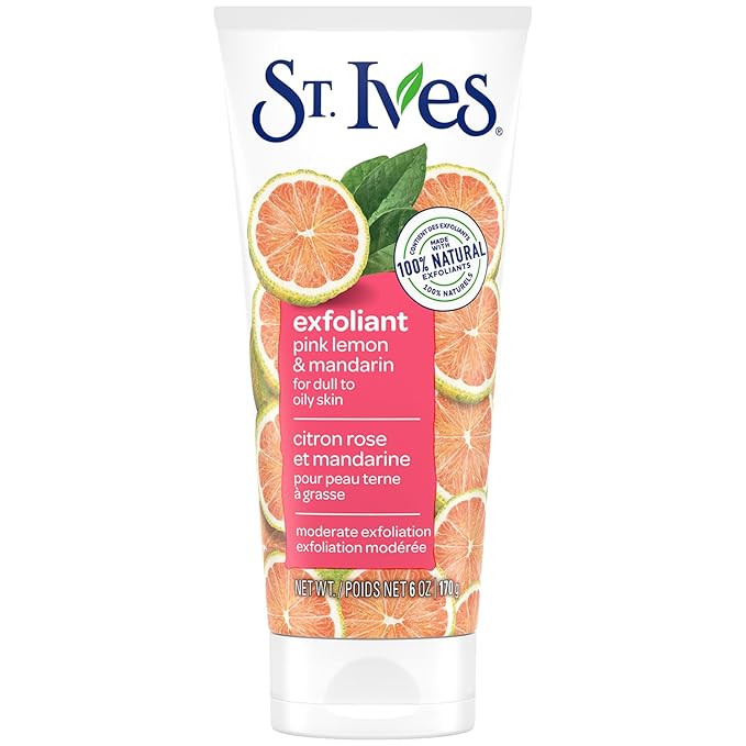 St. Ives Exfoliant Face Scrub – Skin-Brightening Pink Lemon & Mandarin for Glowing Skin, 6 Oz Ea