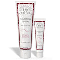 Nourishing Goat Milk Lotion, Cherry Almond - Home & Away Set, Natural Hand & Body Cherry Almond Lotion for Dry Skin - Goat Milk Hand Cream for Women & Men - 8oz & 2oz Travel Size Tube