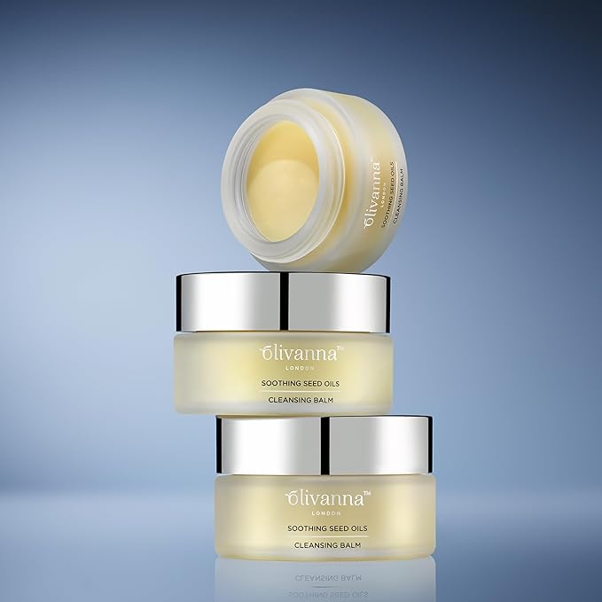 Olivanna Soothing Seed Oils Cleansing Balm - Nourishing Facial Cleanser with Rosehip Oil, Squalane, Omega 3, and Essential Oils - 3.3 oz