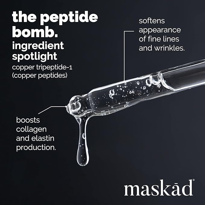 MASKĀD® K-Beauty Anti-Aging Peptide Serum for Face - Korean Skincare Growth Factor Serum for Wrinkles, Fine Lines - Hydrating Glow - Clean Beauty, Sensitive Skin - XL 2oz