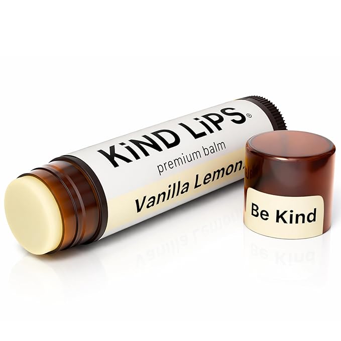 Kind Lips Vanilla Lemon Lip Balm (Single) – Organic Lip Balm with Beeswax, Non Toxic & Petroleum Free Lip Care – Natural Moisturizing Lip Balm for Dry, Chapped Lips – Clean Ingredients, USA Made