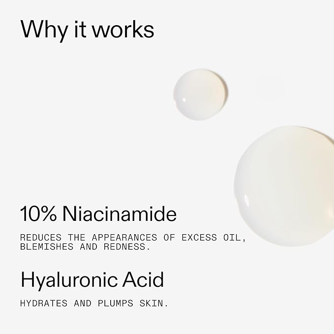 The INKEY List 10% Niacinamide Serum, Lightweight Oil Control Serum Helps with Blemishes and Appearance of Redness, Hydrating 1% Hyaluronic Acid 30ml, 1 fl oz