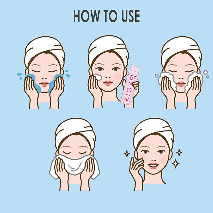 KIOVE- Gentle Foaming Facial Cleanser with Coconut Oil, Rose Water & Chlorella – Hydrating, Non-Comedogenic, Self-Foaming Pump, for Sensitive Skin, K-Beauty