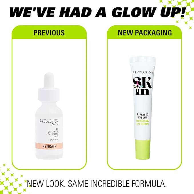 Revolution Skin, Espresso Eye Lift 5% Caffeine Energizing Eye Serum, Helps Dark Circles & Puffiness with Hyaluronic Acid & Caffeine, Vegan & Cruelty-Free, 0.5 fl oz (Pack of 2)