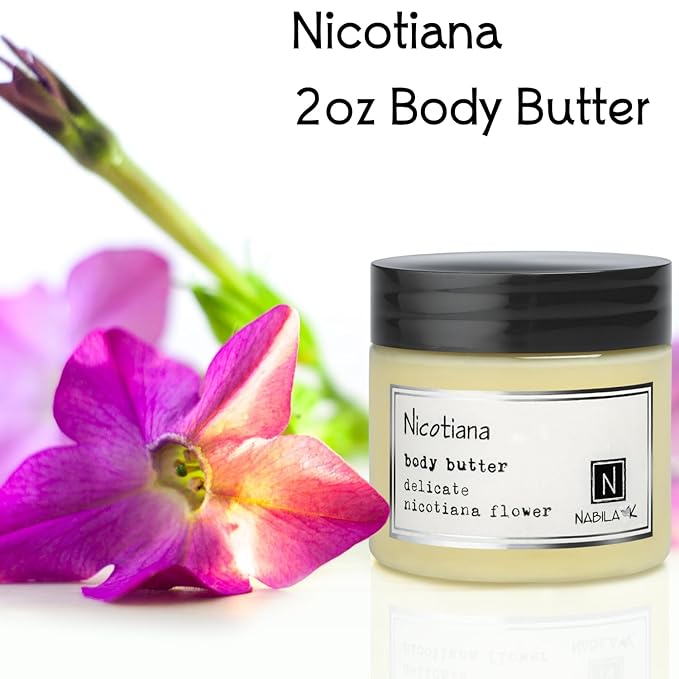 Nabila K Body Butter - Daily Moisturizer for Body Care - Skin Hydrating Deep Moisturizing - Natural Ingredients - Nicotiana- 2 oz