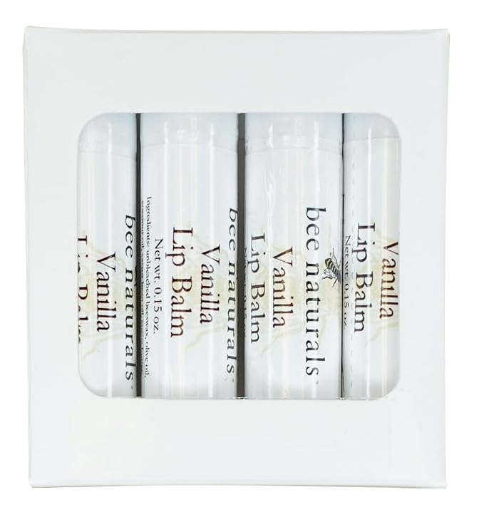 Bee Naturals Vanilla Lip Balm - Beeswax, Cocoa Butter & Vitamin E Moisturizer for Dry, Chapped Lips Soothe, Heal, and Protect