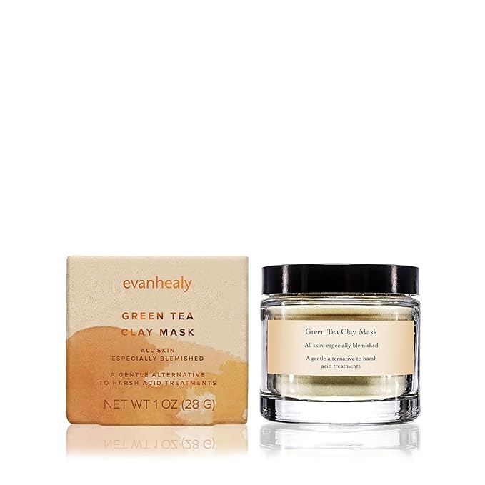 evanhealy Green Tea Clay Mask | Deep-Action Cleansing Mask | Exfoliating, Clarifying & Purifying Mask | Organic Matcha & Montmorillonite Clay for Oily, Normal & Dry Skin