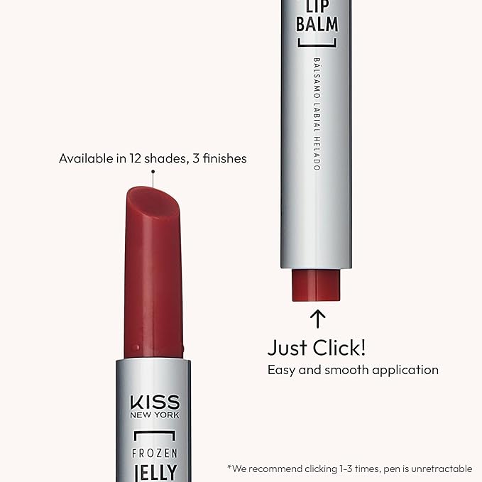 KISS NEW YORK Frozen Jelly Lip Balm Pen, High Shine Lip Gloss for Sheer Tint, Hydrating Melting Lipstick With Hyaluronic Acid, Cooling Effect With Menthol, Non-Sticky & Long Lasting (Shimmer Rose)