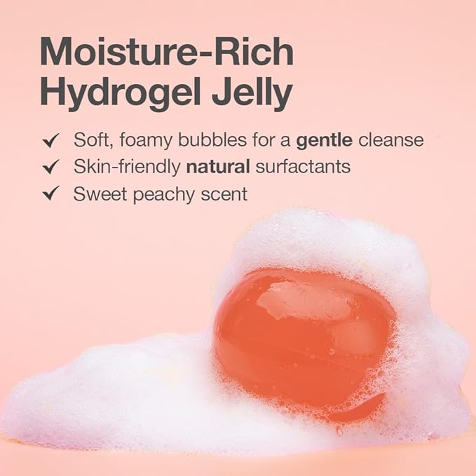 Naisture Be Bare Jelly Ball Cleanser, Daily Face Wash Korean Skin Care Cleanser Ball for Dry Skin with Allantoin for Protection, AHA &BHA for Exfoliation and Hydration- Peachy Pink (1.41oz)