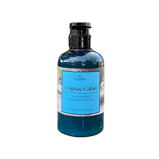 PJ's Cognac Cabin Handcrafted Luxury Body Lotion – Moisturizing, Non-Greasy Skincare with Natural Ingredients, Paraben-Free & Cruelty-Free, 10 oz