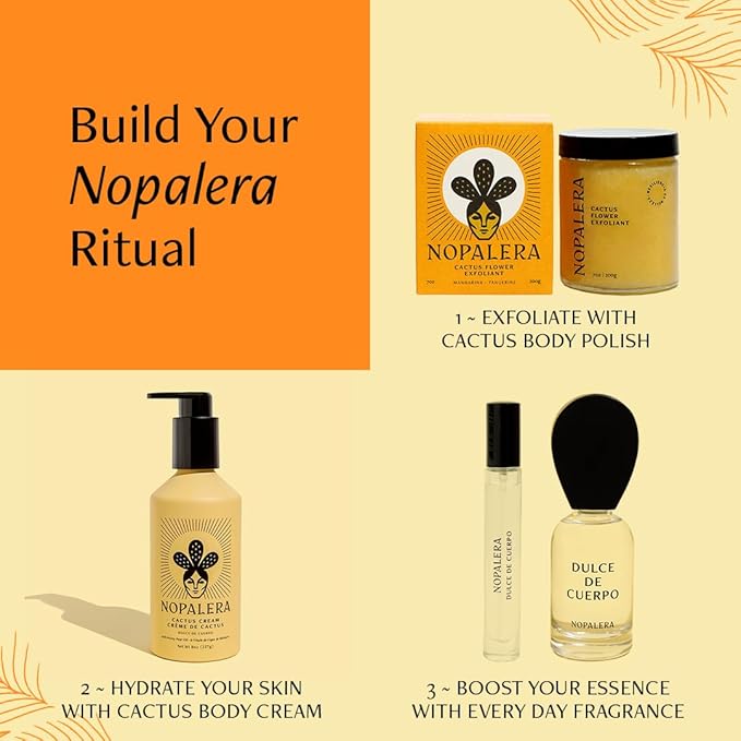 Nopalera Mandarina Cactus Flower Exfoliant - Face & Body Scrub, 3-in-1 Cleanser, & Moisturizer, Vegan, Cruelty-Free, Natural Citrus Scent, Dye Free, 6 oz.