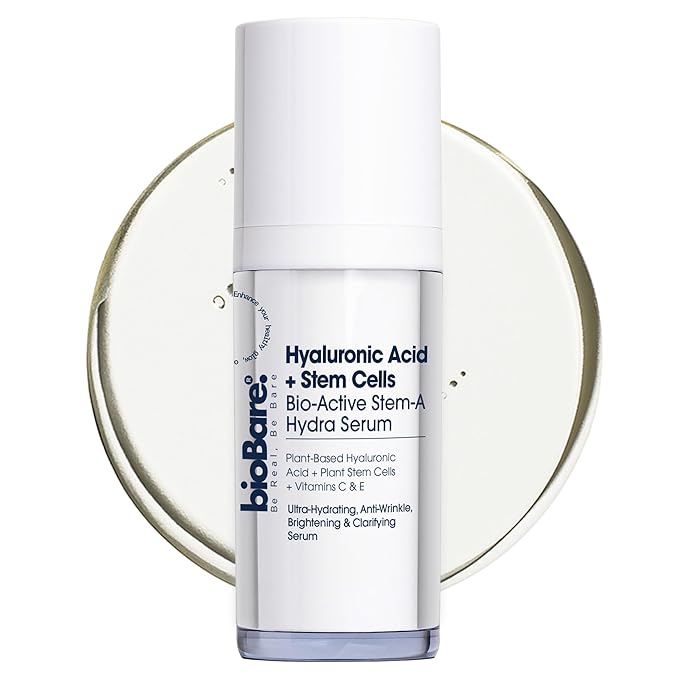Hyaluronic Acid + Stem Cells | Hyaluronic Acid Serum with Plant-Based Stem Cells, Vitamins C & E, Green Tea – Anti-Aging, Brightening, Hydrating Serum for Face | Vegan & Cruelty-Free, 30ml