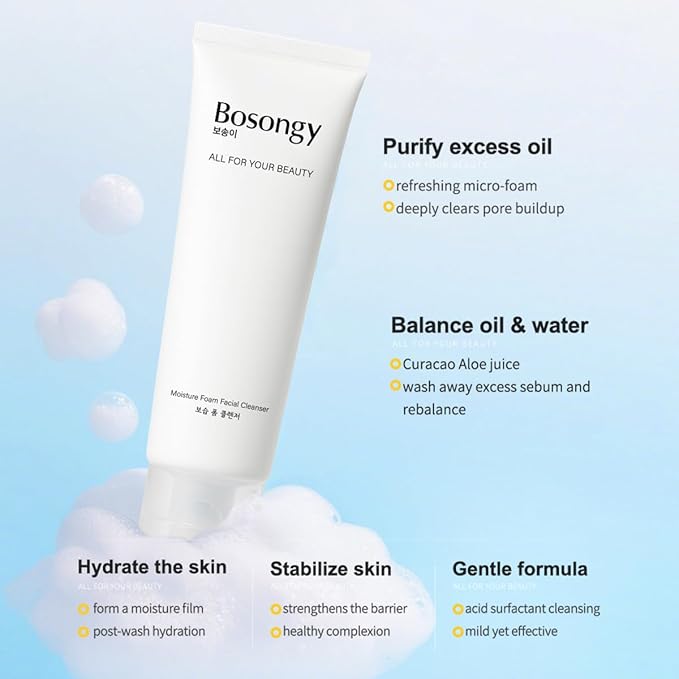 Cleansing Foam Amino Acid Face Wash120ml(4.05fl.oz) Gentle Korean Skincare Cleanser with Ceramide,pH-Balanced for Sensitive Skin, Removes Sunscreen &Light Makeup, Hydrating&Skin Revitalizing.
