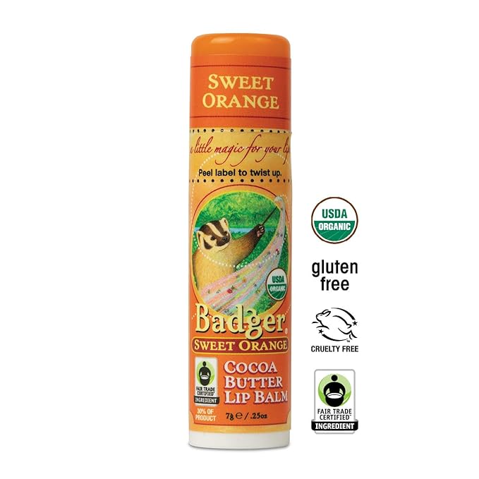 Badger Sweet Orange Cocoa Butter Lip Balm - .25oz Stick