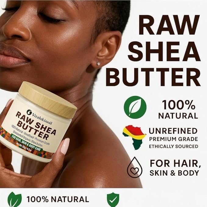 Shea Butter - African Raw 100% Natural Unrefined, Unscented Moisturizer, for Hair Skin and Body Care, 5.29 oz