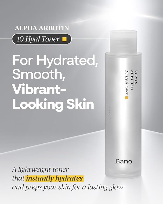 Bano Alpha Arbutin Toner – Hydrating Exfoliating Toner with Niacinamide, Hyaluronic Acid, PHA & Salicylic Acid | Glow & Uneven Tone | Korean Skincare for Sensitive Skin | Fragrance-Free | 4.05 fl oz
