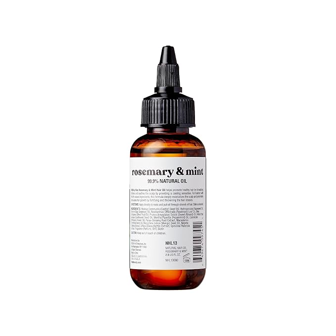 Red by Kiss Professional 99.9% Natural Hair Oil, Organic Vegan Oil Blend for Hair Growth & Refresh, Biotin Infused, Nourish & Add Shine & Smooth (Rosemary & Mint, 2.5 Fl Oz)