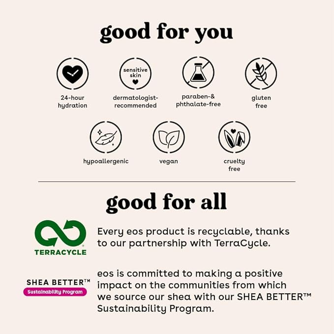 eos Shea Better Body Lotion- Jasmine Peach, 24-Hour Moisture Skin Care, Lightweight & Non-Greasy, Made with Natural Shea, Vegan, 16 fl oz (Pack of 3)