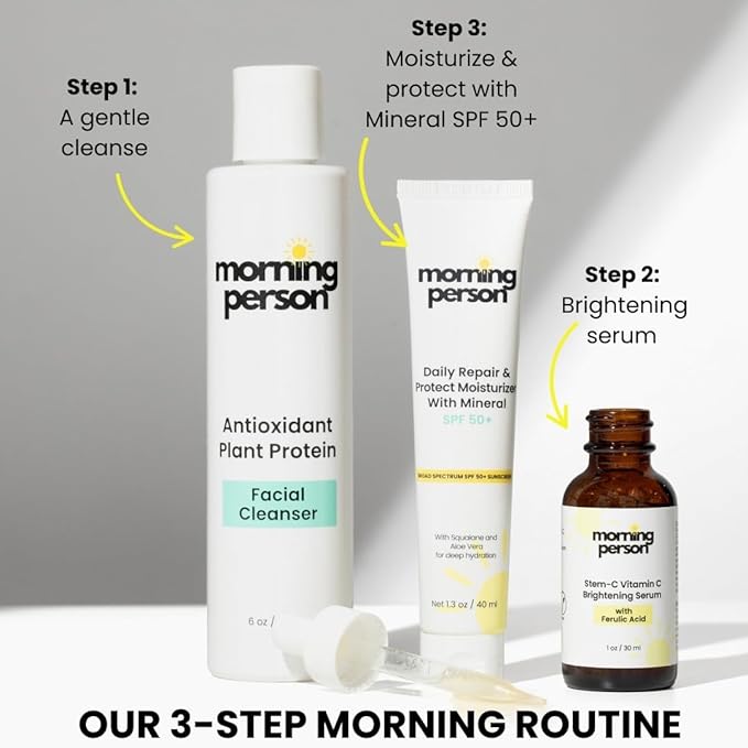 Morning Person Antioxidant Plant Protein Cleanser – Gentle Daily Face Wash, Removes Makeup, Hydrating & Soothing, Vegan & Sulfate-Free
