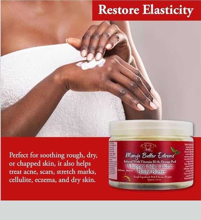 Mango Butter Extreme body Butter – 14 oz | Whipped Shea, Vitamin B3 & Orange Peel | Deep Moisture & Radiance