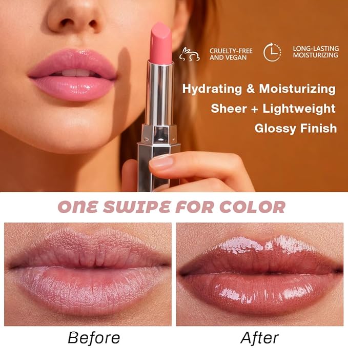 Honey Lipstick Tinted Lip Balm - Shine Moisturizing Lipstick for Women, Natural Nourishing Hydrating Lip Gloss Stain for Dry Lips, Tint Sheer Lightweight Makeup, Vegan - 2Pc Brown & Raisin