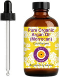 dève herbes Argan (Moroccan) Oil (Argania spinosa) with Glass Dropper | Cold Pressed | Pure | For Diluting Essential oils | Hair, Skin & Massage | Non-Sticky | Lightweight | Unisex | 120ml (4 oz)