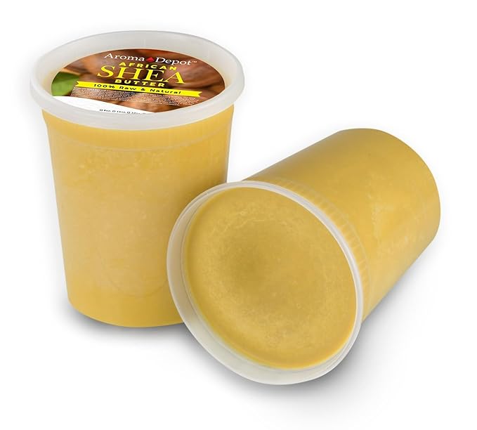 Raw African Shea Butter 32 oz. Container Yellow/GoldGrade A 100% Pure Natural Unrefined Fresh Moisturizing. Ideal for Dry and Cracked Skin. Can be use in Body, Hair and Face. (2 PACK)