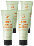 Tallow Sunscreen, Sunscreen for Face, Beef Tallow for Skin, Reef Safe Travel Sunblock Grass-Fed Natural for All Skin Type Deep Hydration Moisturizing Non Greasy Anti White Cast, 4 Packs