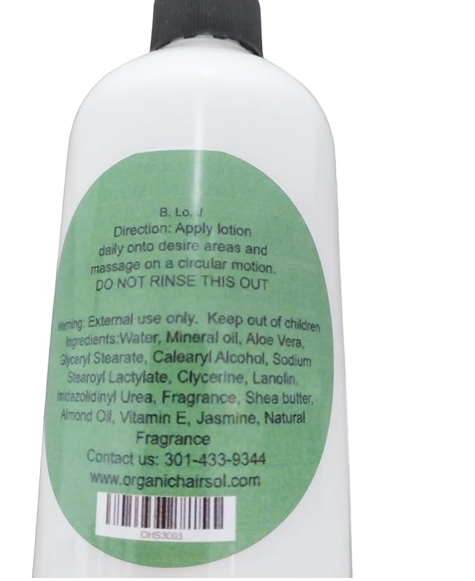 Organic Hair Solution-Body Lotion with Soothing Aloe Vera and Vitamin E- Dry Skin, Non-Greasy-Shea Butter, Almond oil- For both Males & Females- Natural Fragrance-Vegan (Jasmine Scent)