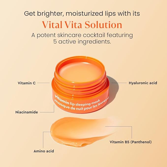 The Face Shop Vitamin C Lip Sleeping Mask - Smooths & Softens Dry Lips - Hydrating Lip Mask, Lip Balm, Lip Treatment, Lip Moisturizer - Overnight Lip Care for Lush Lips - Korean Skin Care