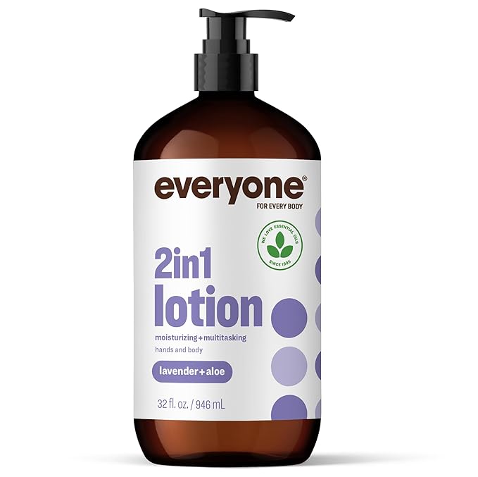 Everyone 2-in-1 Lotion for Hands/Body, 32 ounce (Pack of 1) Lavender and Aloe made with Essential Oils for Men and Women