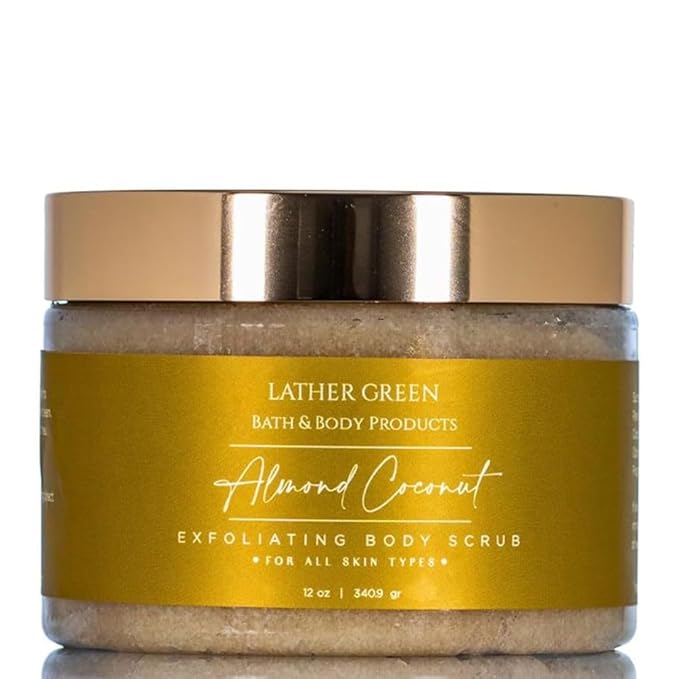 Exfoliating Sugar Body Scrub, Nourishing and Brightening Skincare Formula for Smooth, Radiant Skin, Hydrates & Revitalizes All Skin Type, 12 oz (12 OZ, Almond Coconut)