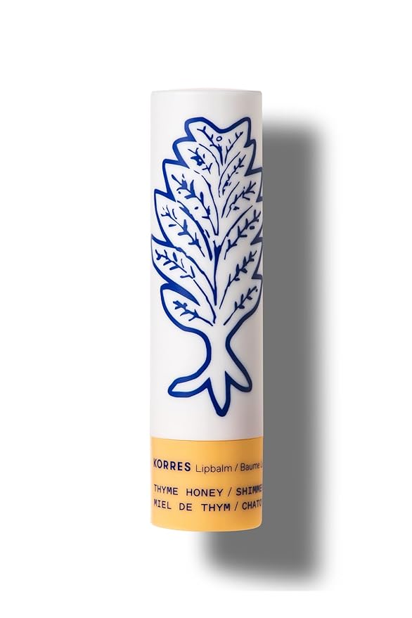 KORRES Lip Butter Stick Thyme Honey Shimmer, Hydrating Lip Balm with Greek Hypericum Balsam Oil, Moisturizing & Subtle Tint for Soft Lips, Lip Care for Women & Men, 0.17 oz