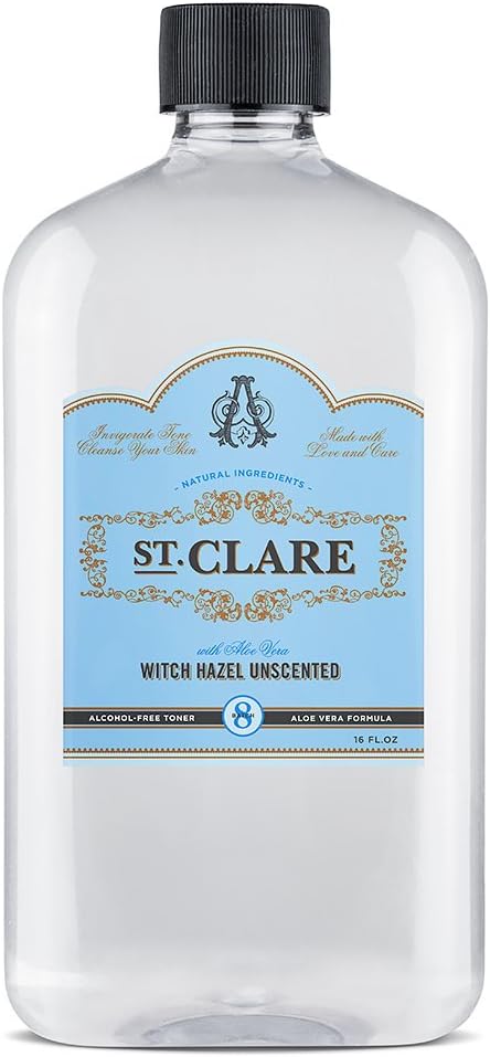 St Clare Aloe & Witch Hazel Facial Toner - Alcohol Free Witch Hazel Toner for Face & Skin (Unscented)