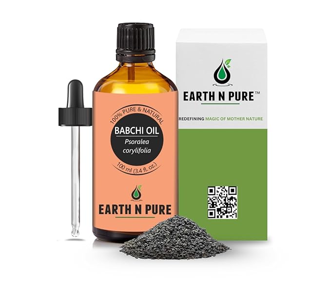 Earth N Pure Babchi Oil (Bakuchi Oil) Cold Pressed, Natural & Therapeutic Grade with Glass Dropper - 100 ml