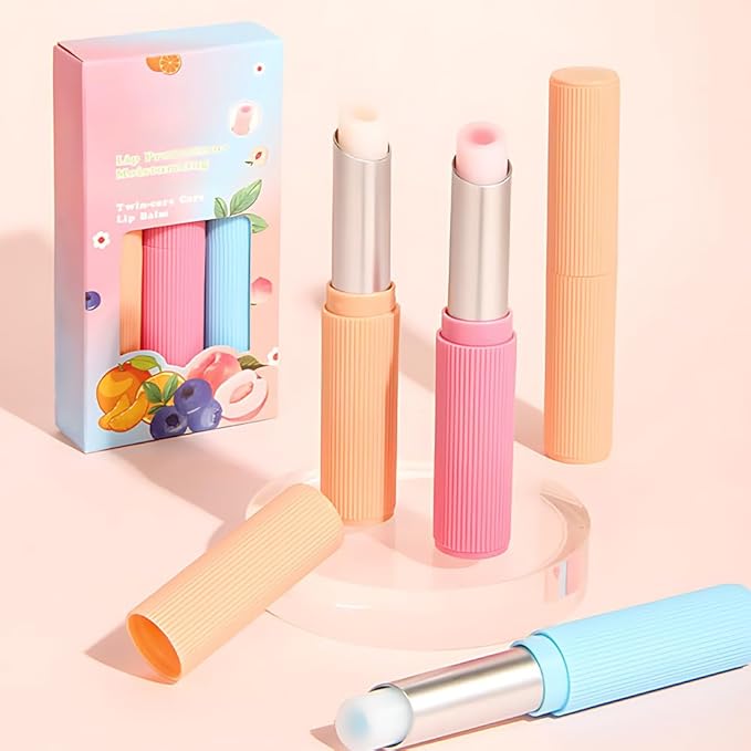 BINGBRUSH 3PCS Double Core Lipstick Set, Hydrating & Moisturizing Lipstick, Long Lasting Smooth Lip Color, Fruit Flavor Lipstick for Dry Lips