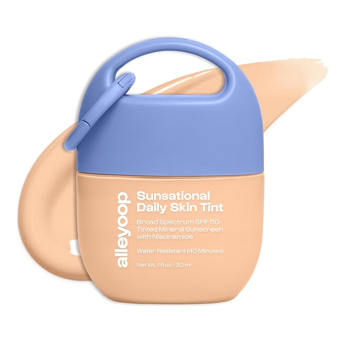 Alleyoop Sunsational Tinted Moisturizer SPF 50 for Face Broad Spectrum – 100% Mineral Face Sunscreen with Jojoba, Hydrating & Soothing Tinted Sunscreen, Vegan & Cruelty-Free (Dawn)