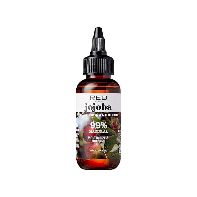 Red by Kiss Professional 99% Natural Hair Oil, Organic Vegan Oil Blend for Moisturize & Nourish Hair, Biotin Infused, Hydration Add Shine & Smooth Hair (Jojoba, 2.5 Fl Oz)
