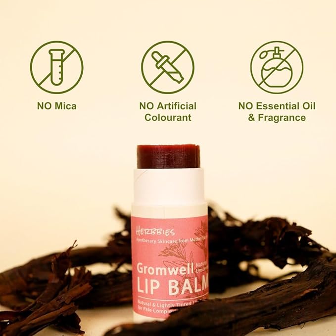 Gromwell Lip Balm – Natural Lip Tint for Dry, Pale, Fragile Lips – Nourishing, Fragrance-Free Lip Care with Gromwell Root & Plant Oils – For Adults & Kids with Sensitive Lips (0.17 oz)
