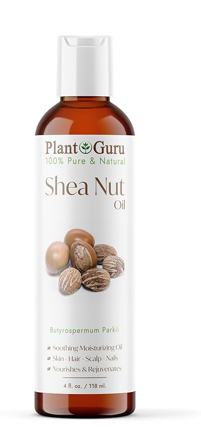 Plant Guru African Shea Nut Butter Oil 4 fl. oz. 100% Pure Natural Skin, Face, Hair Growth And Moisturizer. DIY Body Butters, Lotions, Creams, Lip Balm And Soap Making.