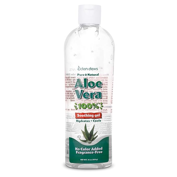 Eden Dews Organic Aloe Vera Gel 100% Pure, Moisturizing, Face Skin & Hair Care, Hydrating & Soothing for Dry Skin, Made in USA, Unscented, 16 oz, 2-Pack