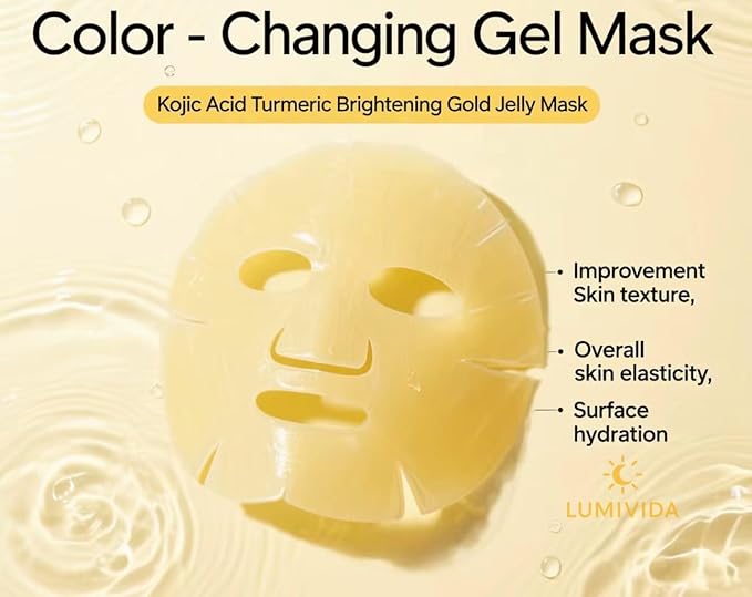 Kojic Acid Turmeric Brightening Gel Face Mask | Overnight Firming & Hydrating for Elasticity & Glow | Korean Skincare with Niacinamide, Peptides & Hydrolyzed Collagen | 4 Pack